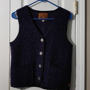 Alps deep purple vintage metal button sweater vest Sz S